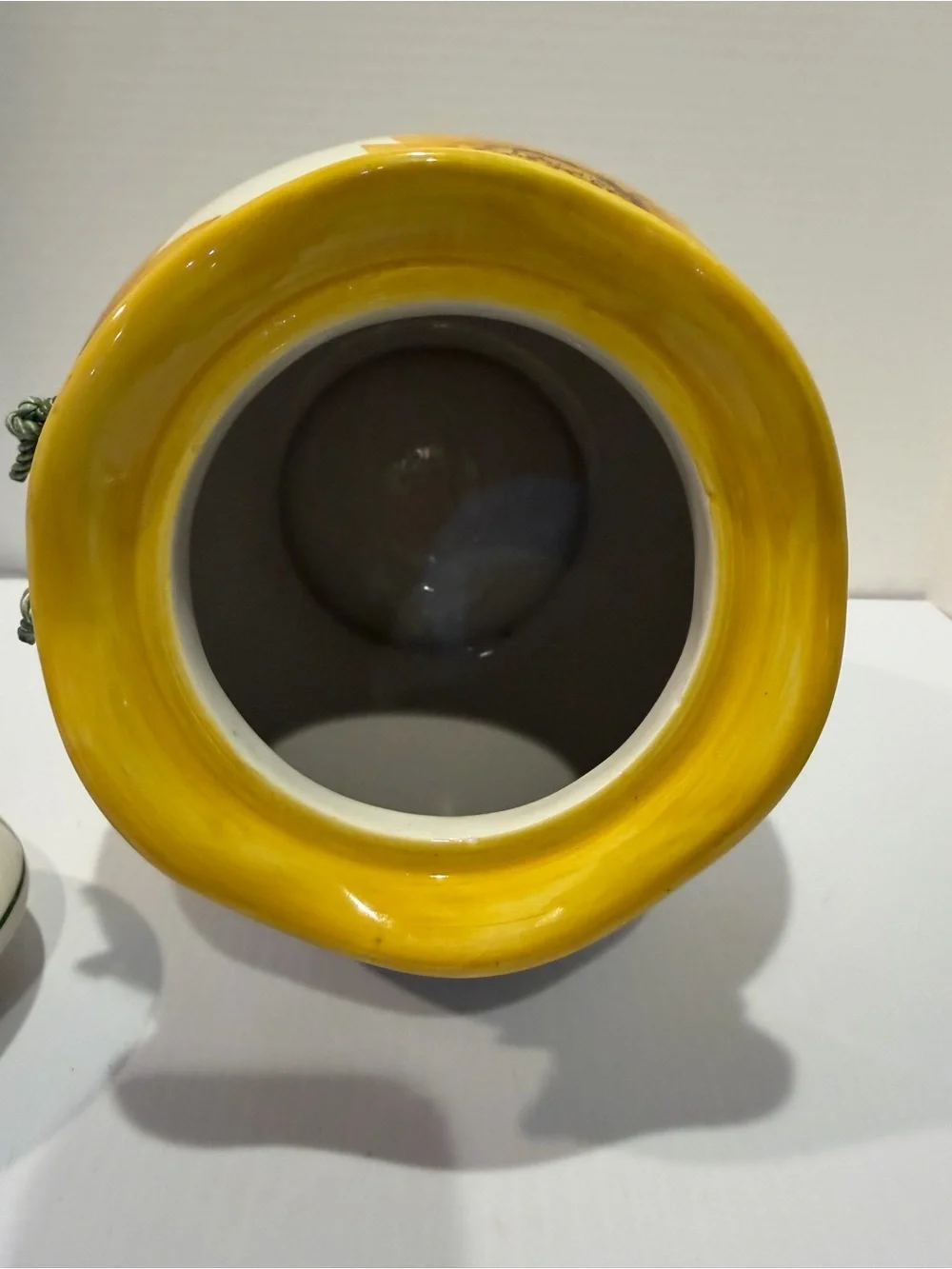 NONNI'S Ceramic Sunflower Yellow Brown Green BISCOTTI Vintage Biscuit Jar W/ Lid